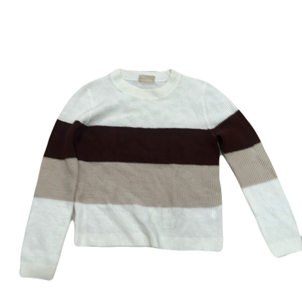 Loved and adored sweater, white with brown and beige size small